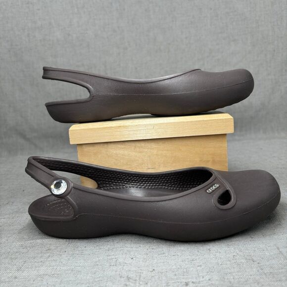 Crocs Olivia Gem Slingback Flats Brown Slip On Women’s Size 7 - Picture 1 of 10